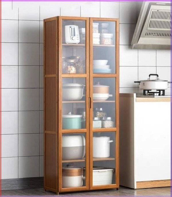 Classic Grid – Tall Wooden Glass-Front Showcase