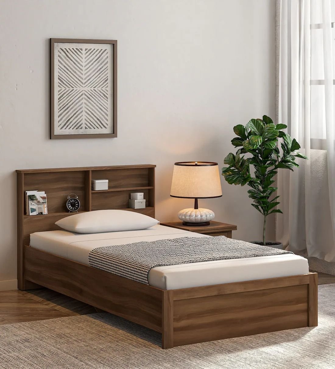 Modern Line – Wooden Single Bed with Straight Frame Modern Line – Wooden Single Bed with Straight Frame