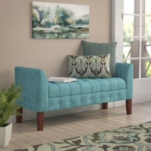 Vintage Charm – Velvet Tufted Settee with Bolster Cushions