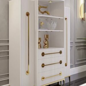 Ivory Charm – White Showcase with Drawers