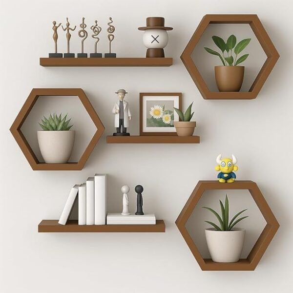 Honeycomb Luxe – Set of 3 Hexagonal Wall Shelves