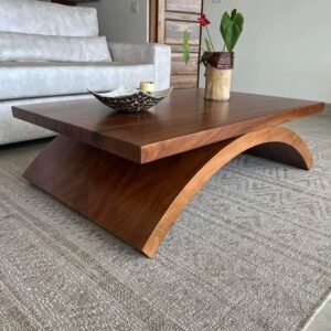 CurveFlow – Low Wave-Style Wooden Coffee Table