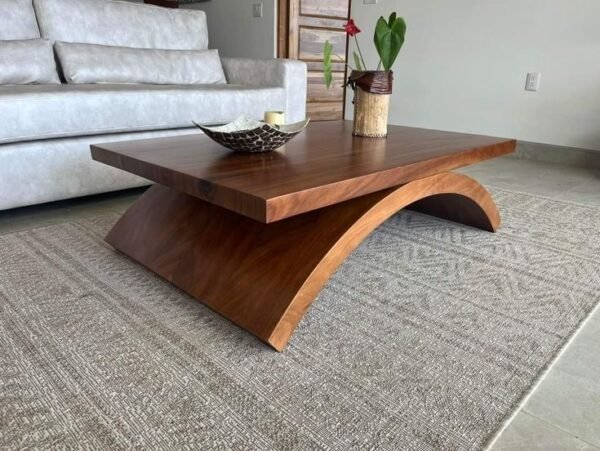 CurveFlow – Low Wave-Style Wooden Coffee Table