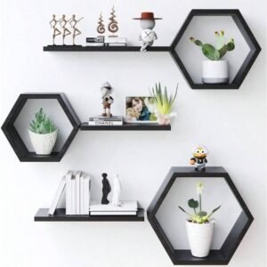 Hexa Edge – Grey Hexagon Shelves for Display & Storage