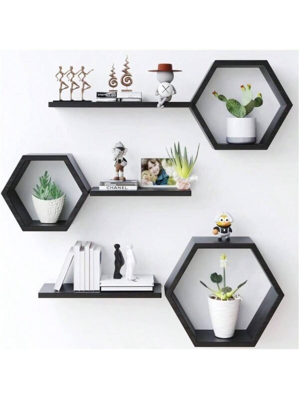 Hexa Edge – Grey Hexagon Shelves for Display & Storage