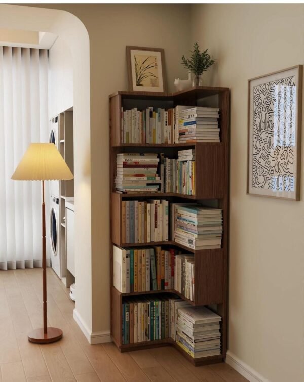 Library Bend – Curved Wooden Corner Bookshelf
