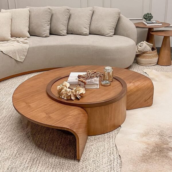 Terra Loop – Sculpted Round Wooden Coffee Table