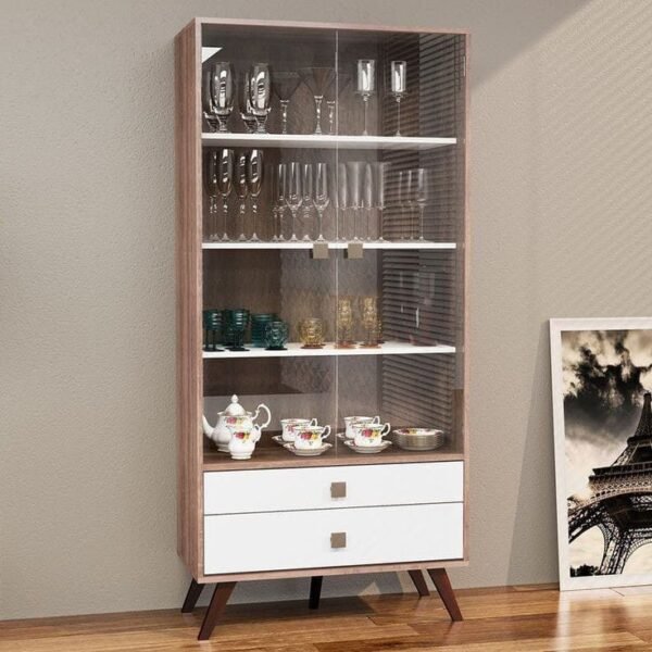 Duo Tone – White & Wood Glass Display Cabinet