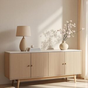 Sandline – Minimalist Beige Sideboard with Low Profile Design