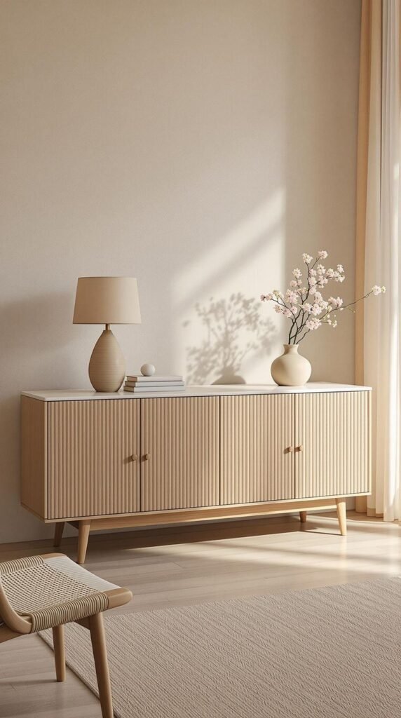 Sandline – Minimalist Beige Sideboard with Low Profile Design
