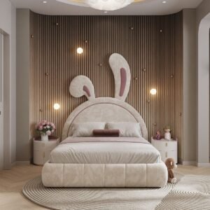 Moonlight Glow – Children’s Bed with Moon-Themed Headboard
