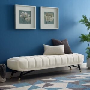Coastal Drift – White Channel-Tufted Settee