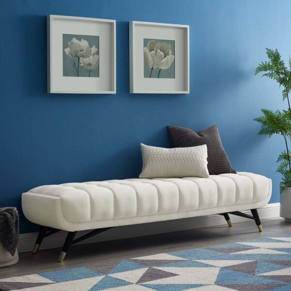Coastal Drift – White Channel-Tufted Settee