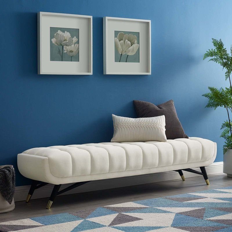 Coastal Drift – White Channel-Tufted Settee