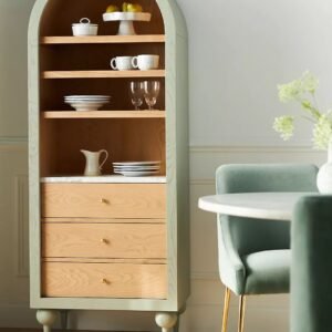 Timeless Charm – Oakwood Shelf Cabinet with Multiple Compartments