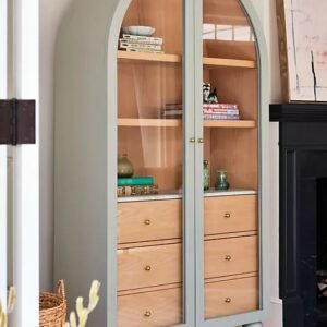 Contemporary Arch – Elegant Two-Toned Wooden Display Cabinet