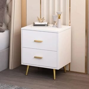 Classic White Gold Bedside Table