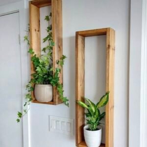 Twin Frame – Wooden Wall Shelf with Plant Holder