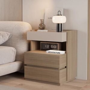 Dual-Tone Compact Bedside Table