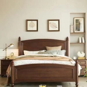 classic harmony wooden double bed with high headboard