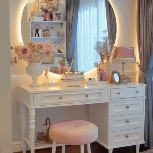 Glamour Glow – Vanity Dressing Table with LED Mirror & Storage
