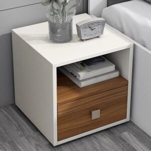 White & Walnut Harmony Bedside Table