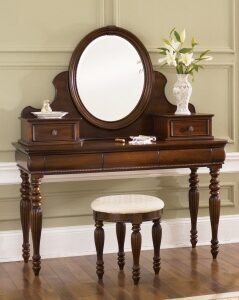round mirror dressing console