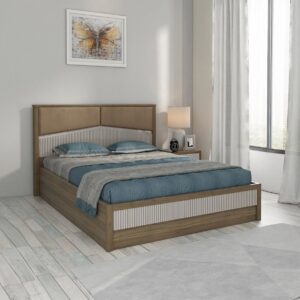 Elegant Grey & Walnut Bed