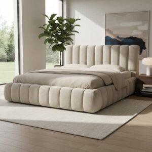 Elegant Curved Beige Bed