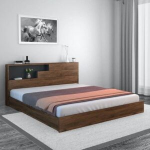 Modern Floating Walnut Bed