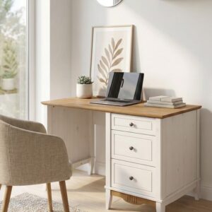 Compact White Study Desk
