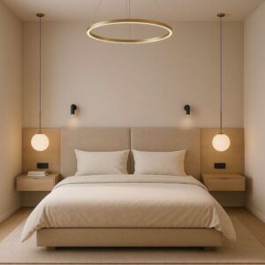 Modern Beige Floating Bed