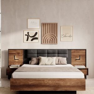 Geometric Walnut Lamination Bed