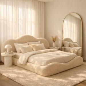 Elegant Cream Upholstered Bed