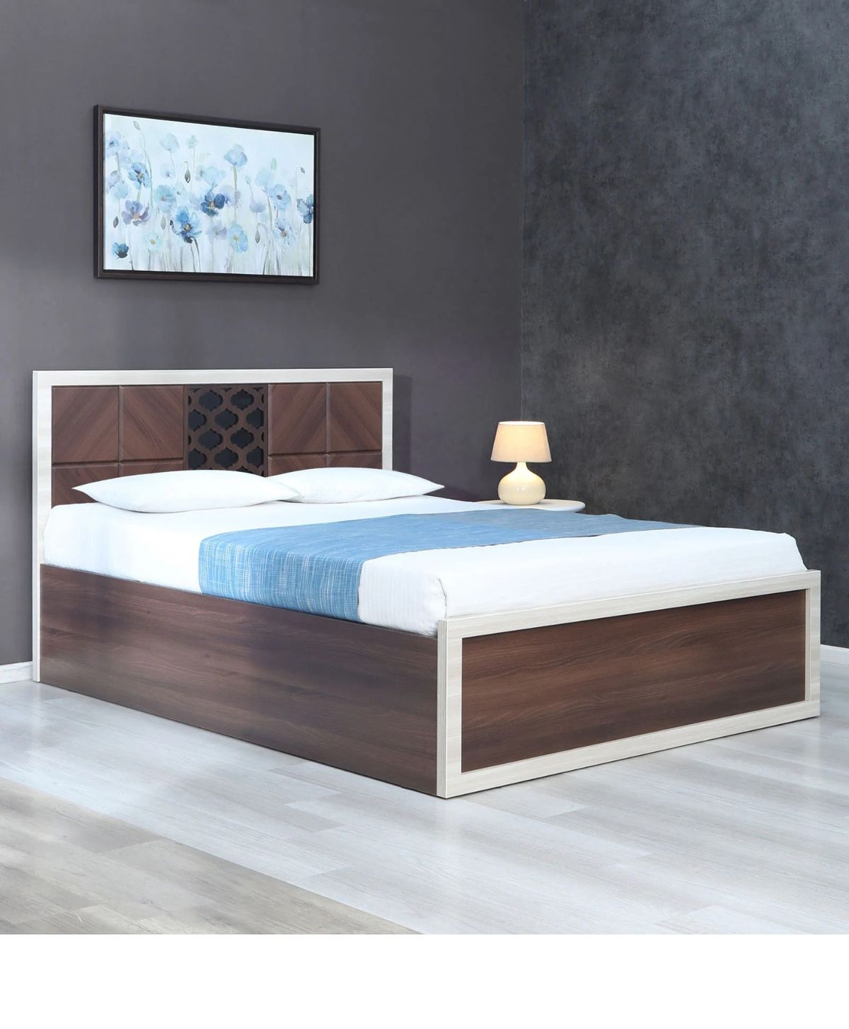 Minimalist White & Walnut Bed Minimalist White & Walnut Bed