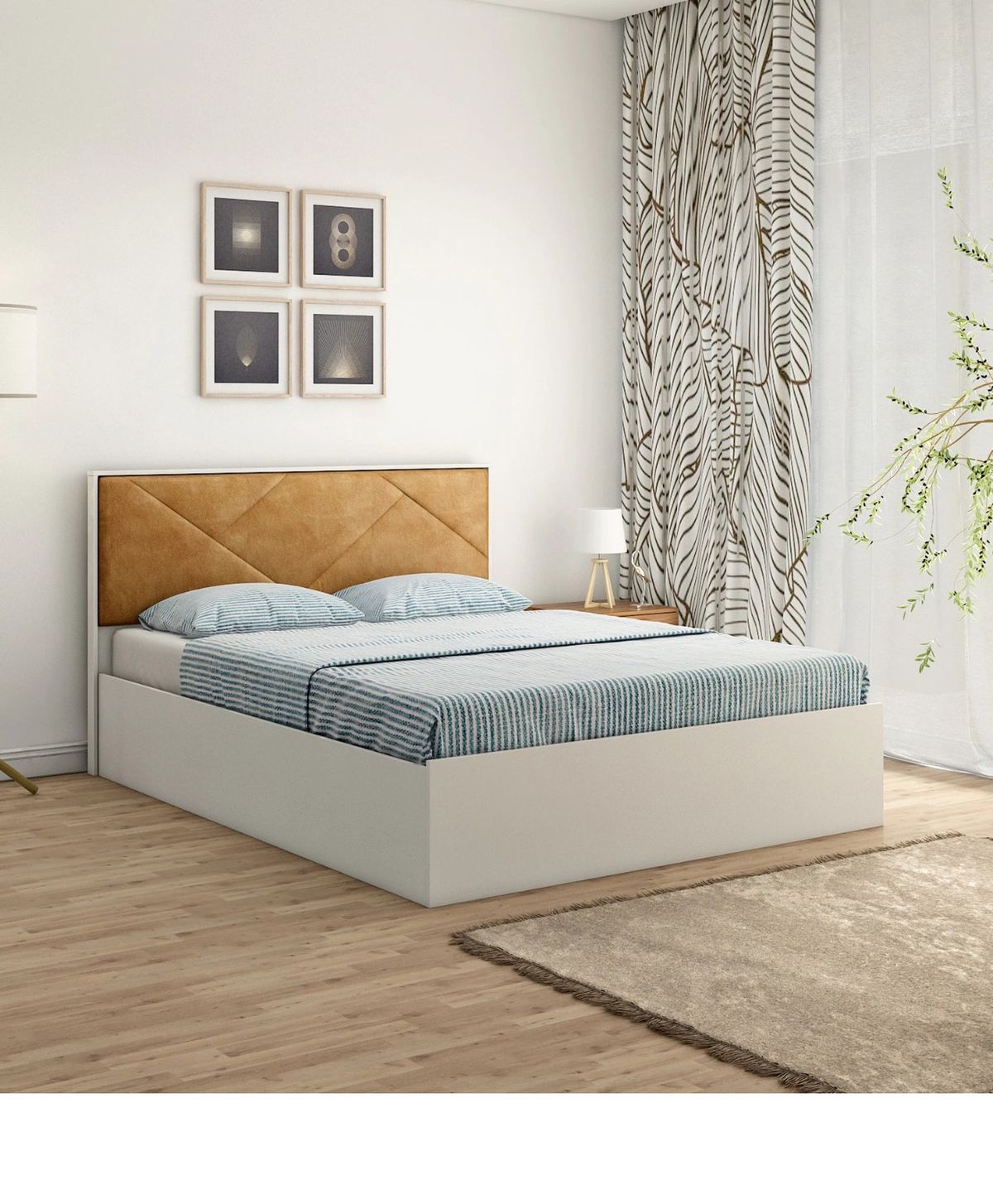 Modern White & Oak Lamination Bed Modern White & Oak Lamination Bed
