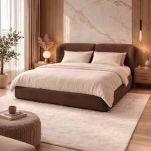 Contemporary Brown Upholstered Bed