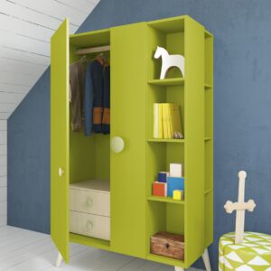 Green Open-Shelf Kids Wardrobe