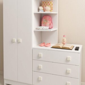 White Kids Wardrobe with Storage Chest