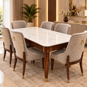 Ivory Marble Elegance Dining Set