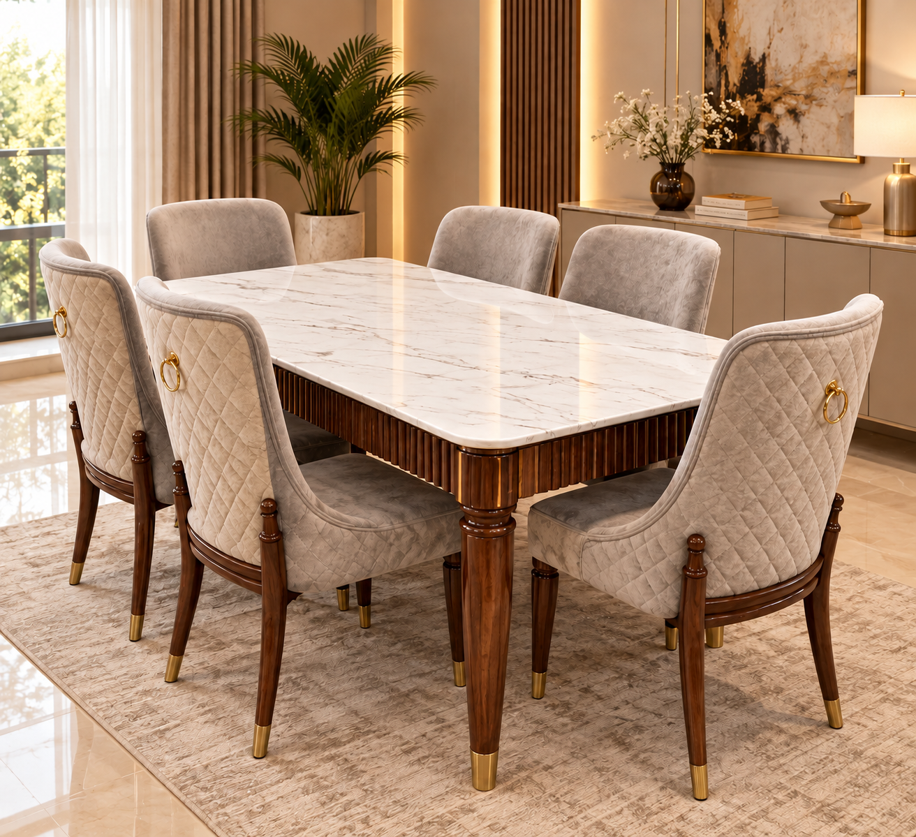 Ivory Marble Elegance Dining Set Ivory Marble Elegance Dining Set
