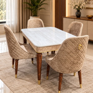 Champagne Taupe Diamond Dining Set