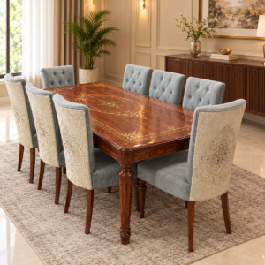 Heritage Walnut Tufted Dining Set