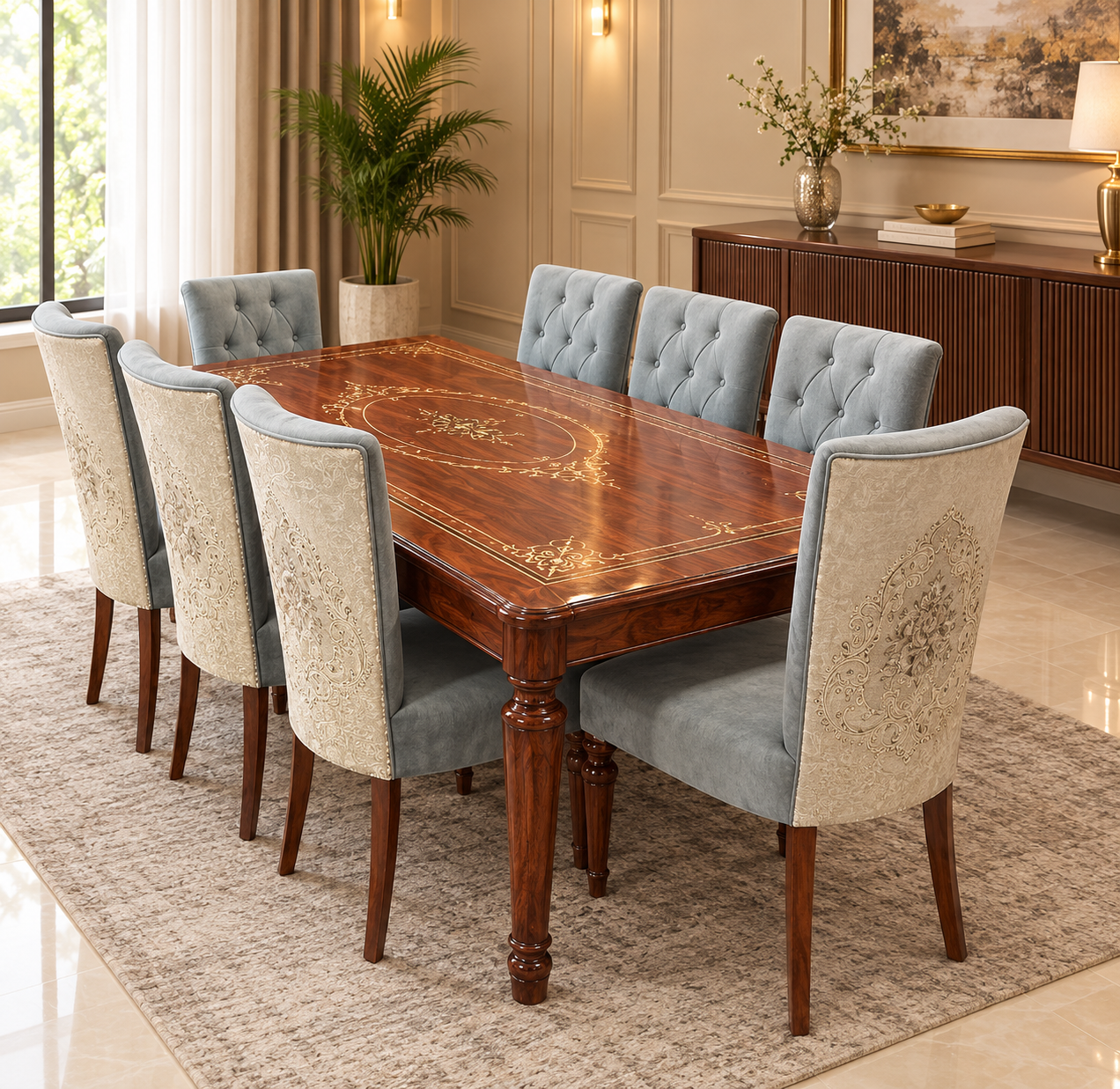 Heritage Walnut Tufted Dining Set Heritage Walnut Tufted Dining Set