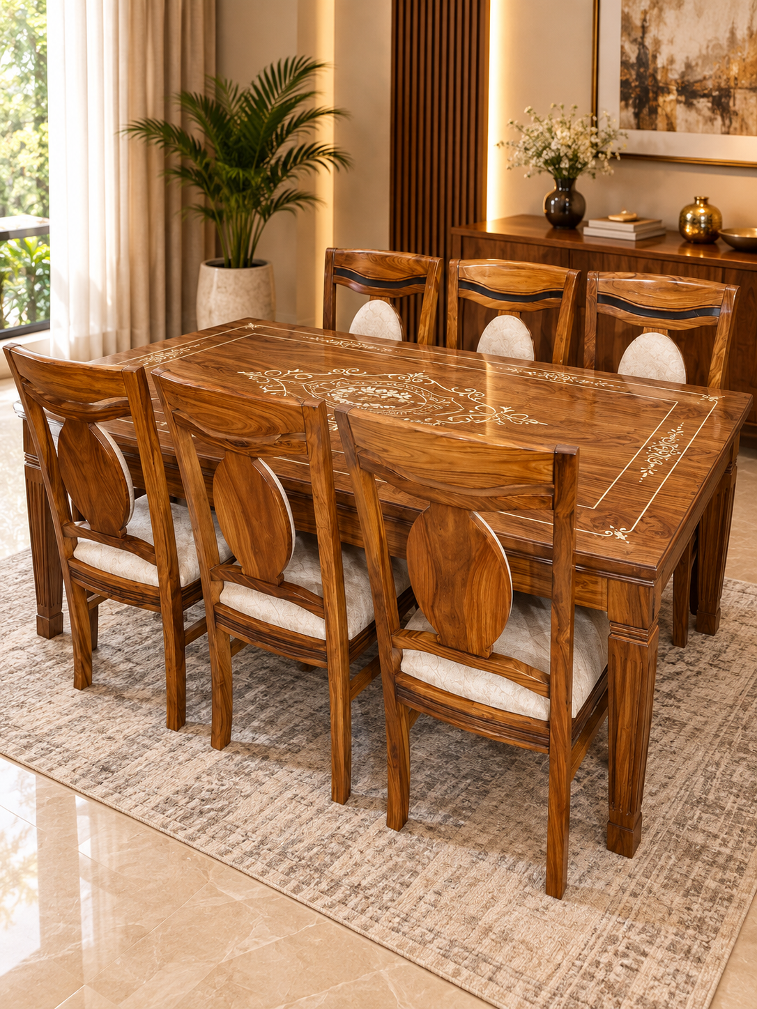 Golden Walnut Leaf-Back Dining Set Golden Walnut Leaf-Back Dining Set