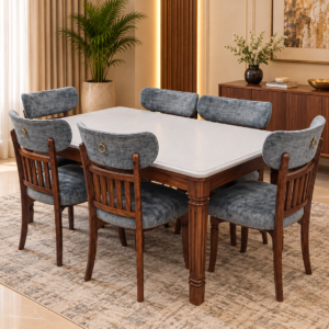 Modern Walnut Grey Dining Table Set