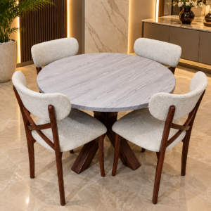 Modern Round Slate Dining Set