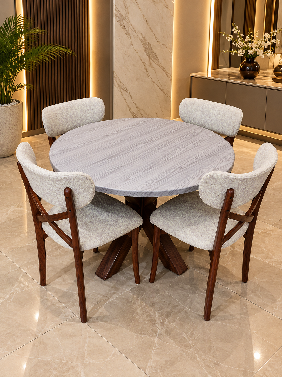 Modern Round Slate Dining Set Modern Round Slate Dining Set