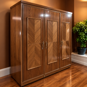 Glossy Walnut Chevron Wardrobe