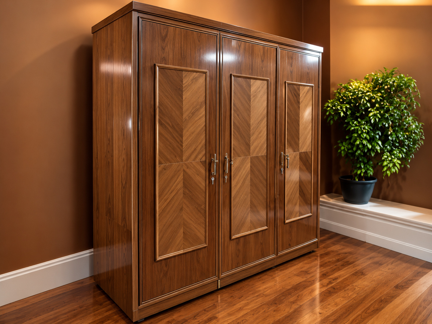 Glossy Walnut Chevron Wardrobe Glossy Walnut Chevron Wardrobe